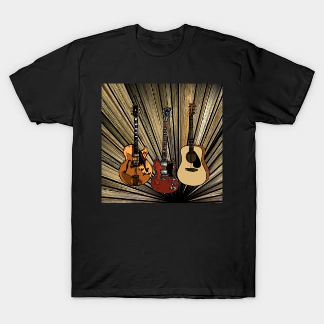 Three Guitars T-Shirt by Zodiart